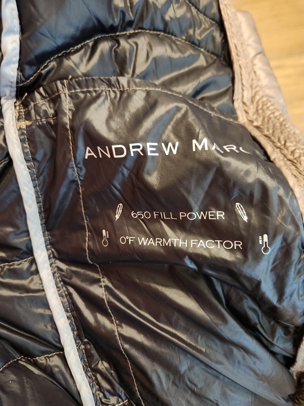 Andrew Marc Premium Down Packable Long Puffer Coat Taupe Brown Womens S - Picture 13 of 16